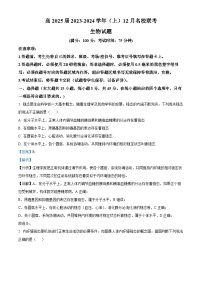 重庆市育才中学、西南大学附中、万州中学2023～2024学年高二12月联考生物试题（Word版附解析）