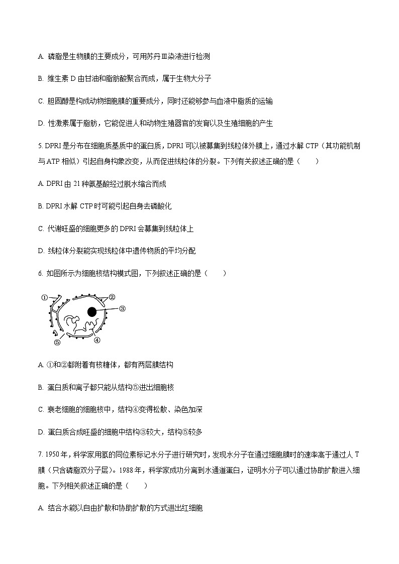 2024届黑龙江省鹤岗一中龙东五地市高三上学期期中联考生物word版含答案02