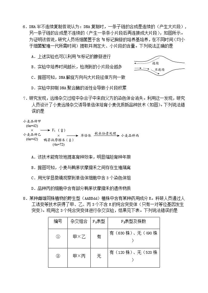 山东省日照市2024届高三上学期期中校际联合考试 生物第3页