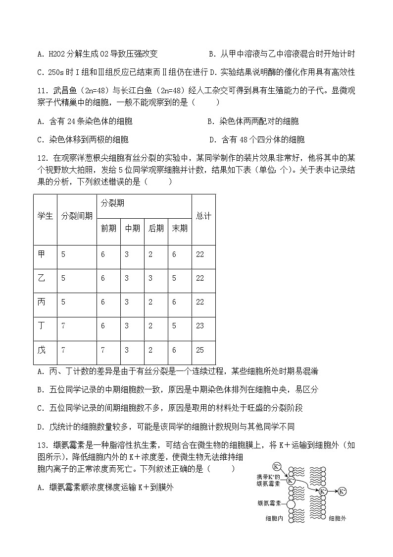 2023-2024学年福建省福州市福清西山学校高三上学期9月月考生物word版含答案03