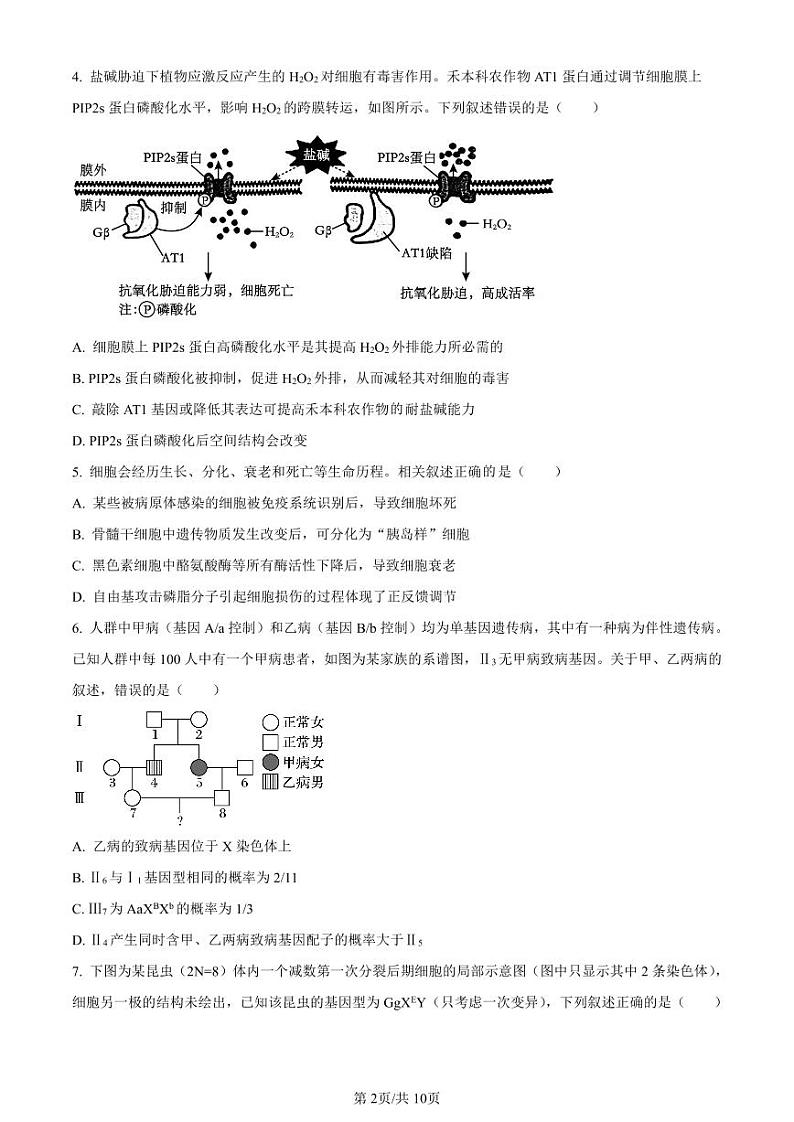 生物-天津市静海区第一中学2024届高三上学期12月月考试题和答案02