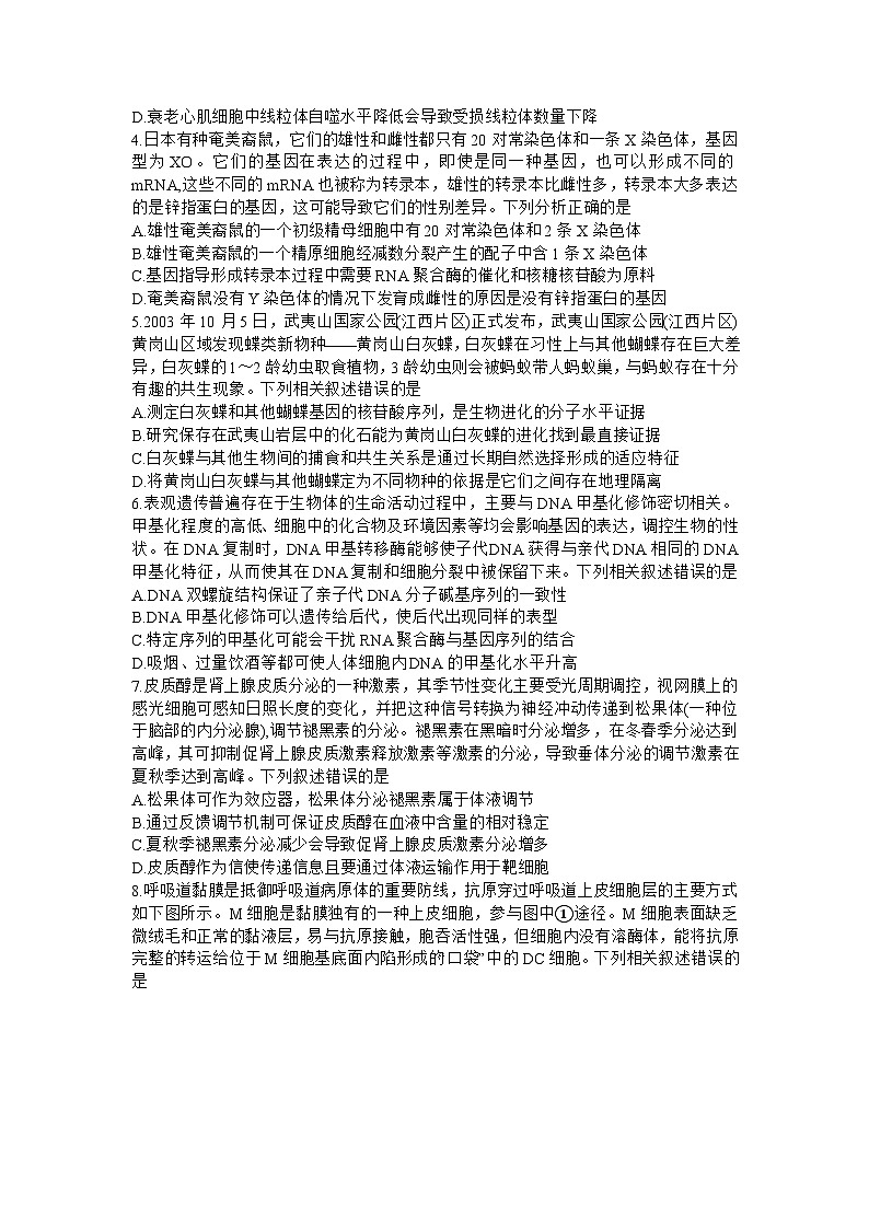 2024江西省高三上学期12月统一调研测试生物含答案02