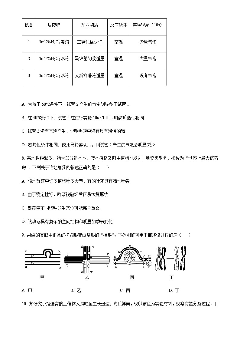 浙江省稽阳联谊学校2023-2024学年高三11月联考生物试题（原卷版）第3页