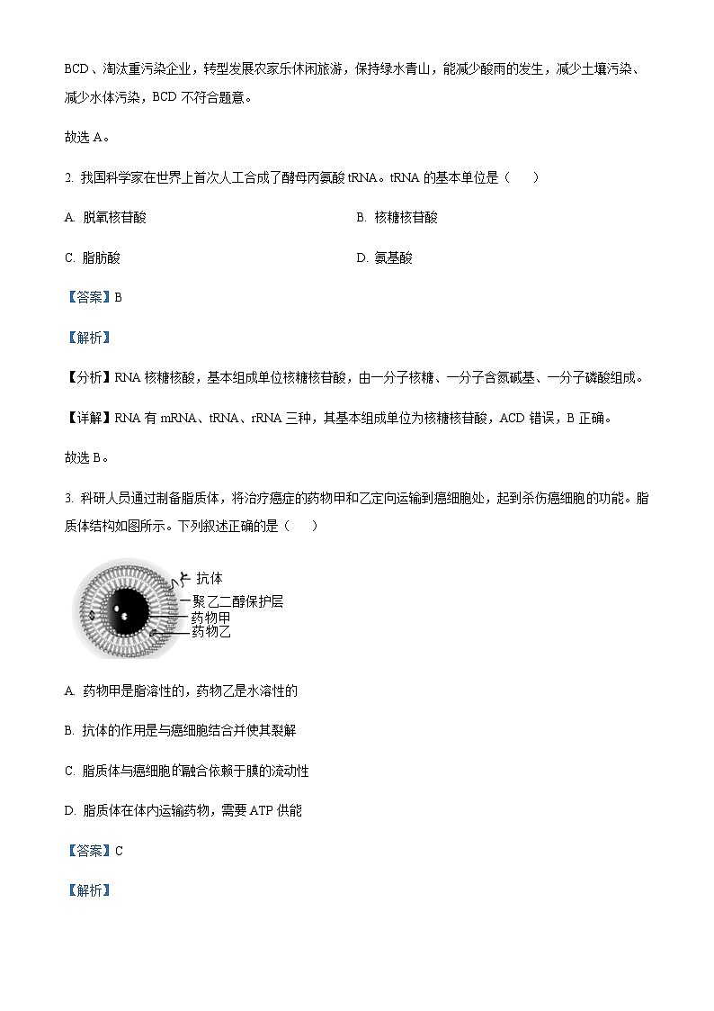 2023—2024学年浙江省Z20名校联盟高三上学期第二次联考生物试题含解析02