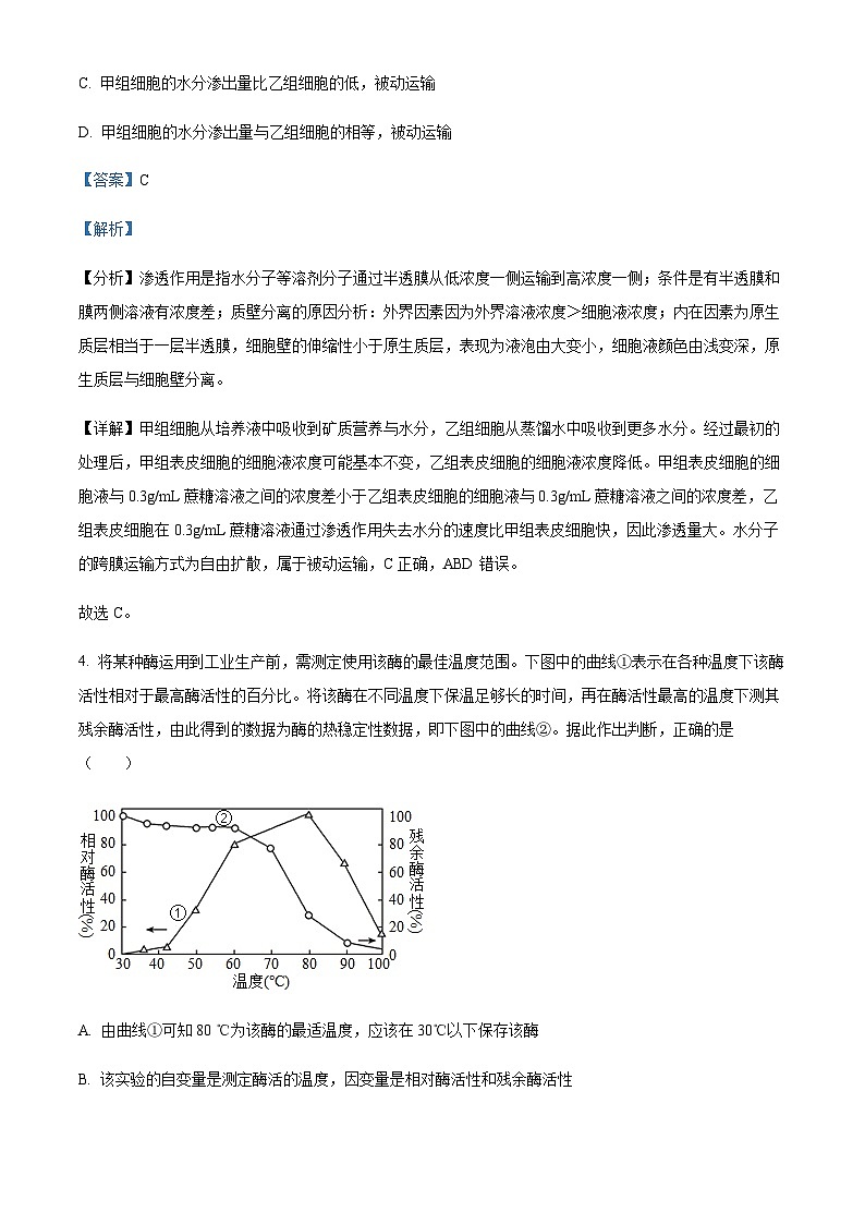 重庆市八中2023-2024学年高三上学期入学测试生物试题 Word版含解析第3页