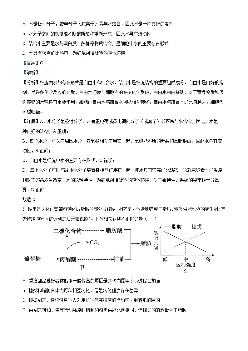 福建省德化一中、永安一中、漳平一中三校协作2023-2024学年高一上学期12月联考生物试题（Word版附解析）03