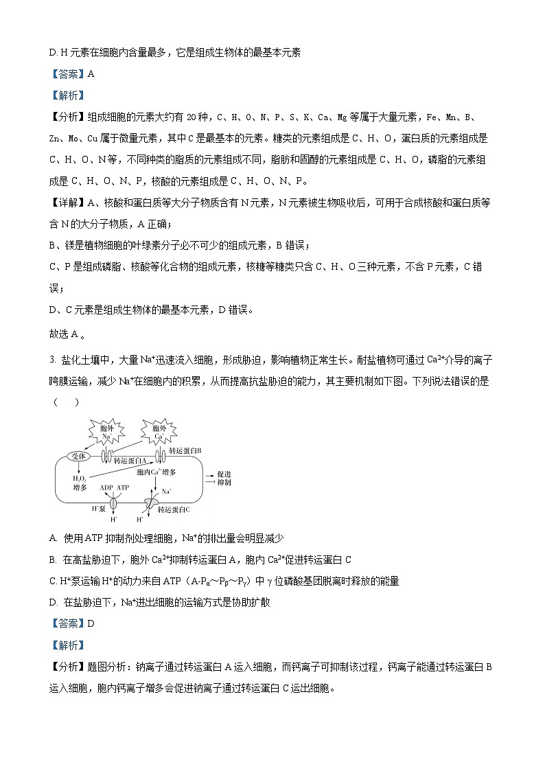 福建省德化一中、永安一中、漳平一中三校协作2023-2024学年高三上学期12月联考生物试题（Word版附解析）02