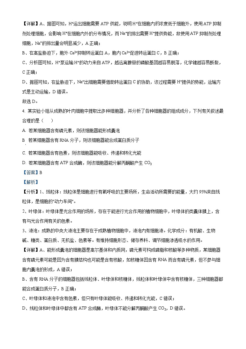 福建省德化一中、永安一中、漳平一中三校协作2023-2024学年高三上学期12月联考生物试题（Word版附解析）03