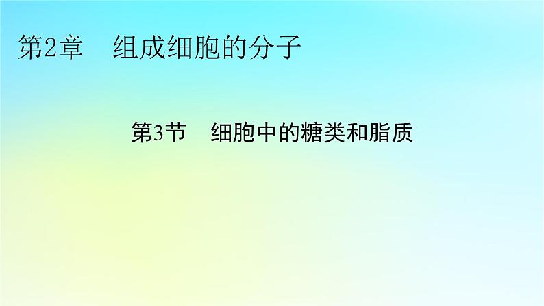 新教材2024版高中生物第2章组成细胞的分子第3节细胞中的糖类和脂质课件新人教版必修101