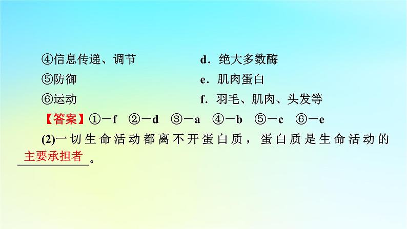 新教材2024版高中生物第2章组成细胞的分子第4节蛋白质是生命活动的主要承担者课件新人教版必修106