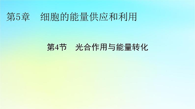 新教材2024版高中生物第5章细胞的能量供应和利用第4节光合作用与能量转化课件新人教版必修1第1页