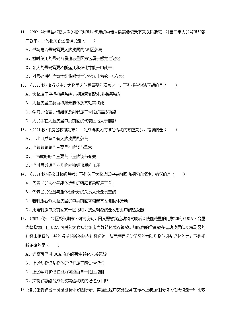 第2章 章末检测-2023-2024学年高二生物同步讲练测（人教版选择性必修1）03