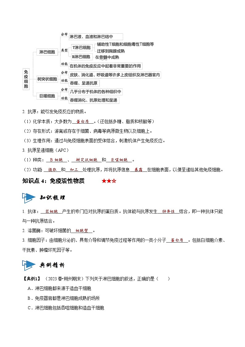 4.1 免疫系统的组成和功能（讲义）-2023-2024学年高二生物同步讲练测（人教版选择性必修1）03