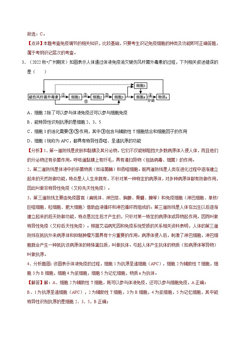 4.2 特异性免疫（课后练习）-2023-2024学年高二生物同步讲练测（人教版选择性必修1）02