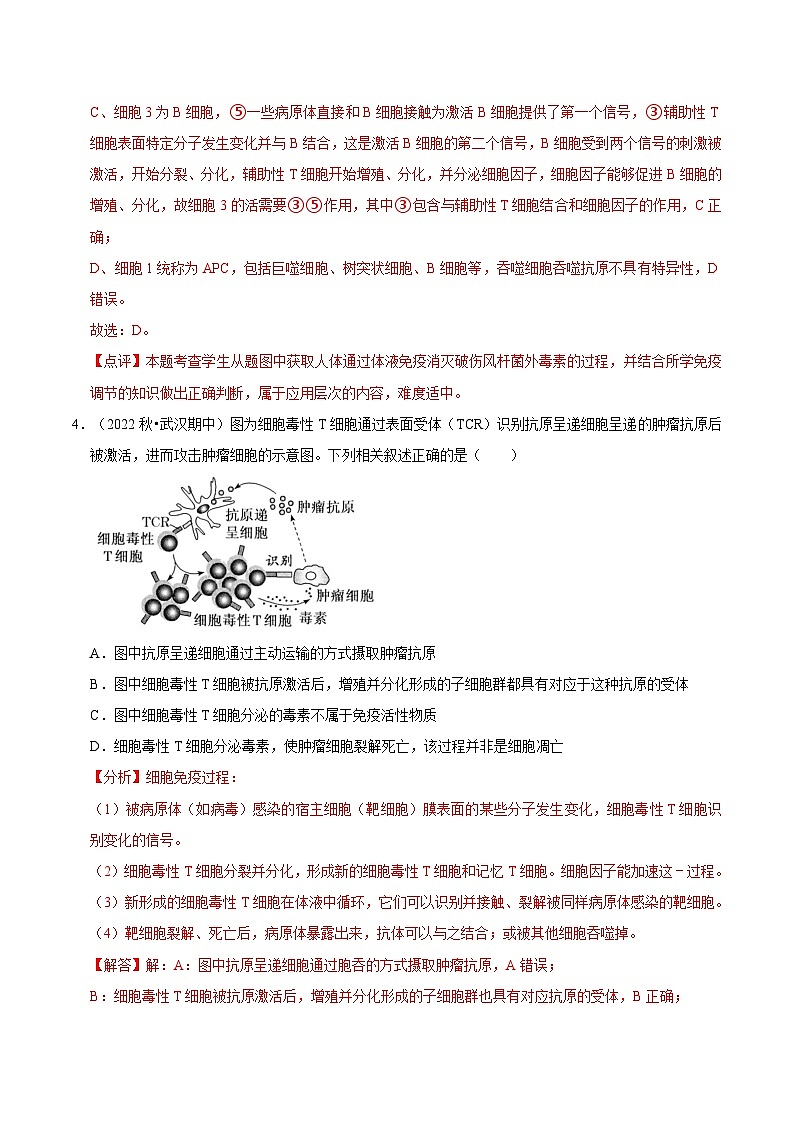 4.2 特异性免疫（课后练习）-2023-2024学年高二生物同步讲练测（人教版选择性必修1）03