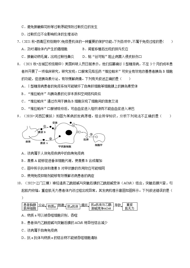 4.3 免疫失调（课后练习）-2023-2024学年高二生物同步讲练测（人教版选择性必修1）02