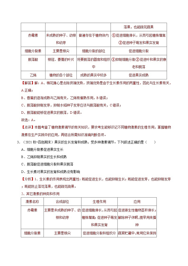 5.2 其他植物激素（课后练习）-2023-2024学年高二生物同步讲练测（人教版选择性必修1）02