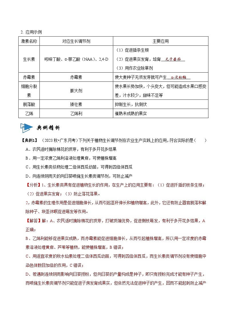 5.3 植物生长调节剂的应用（讲义）-2023-2024学年高二生物同步讲练测（人教版选择性必修1）02