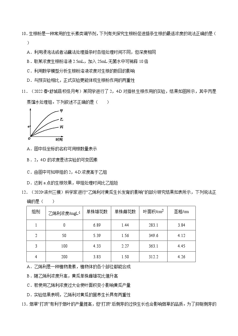 5.3 植物生长调节剂的应用（课后练习）（原卷版）第3页