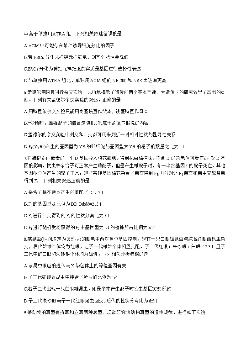2024届河南省郑州市第一中学九师联盟高三上学期10月质量检测生物含答案03