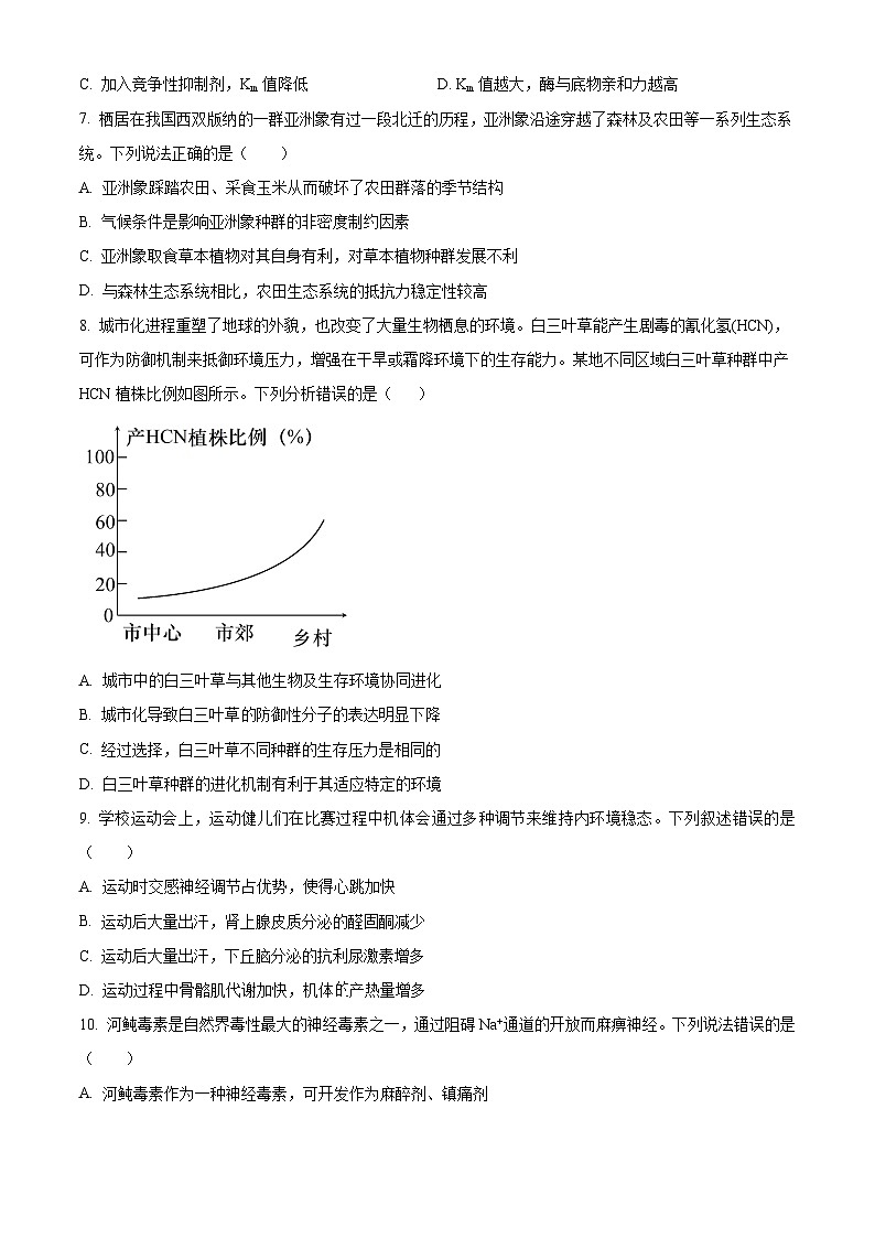 精品解析：2024届贵州省黔东南苗族侗族自治州高三一模生物试题（原卷版）第3页