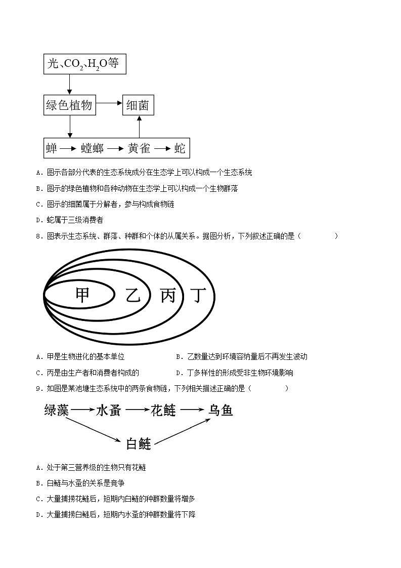 【名师特供】3.1 《生态系统的结构》练习（原卷版）第3页