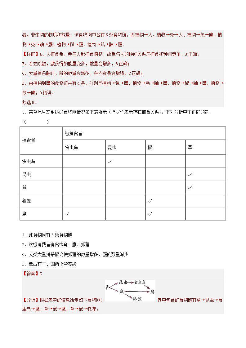 【名师特供】3.1 《生态系统的结构》练习（解析版）第2页