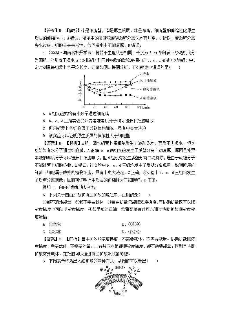 新教材2024版高中生物第4章细胞的物质输入和输出第1节被动运输课后提能集训试题新人教版必修102