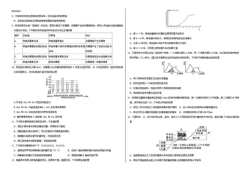 山西省朔州市怀仁市大地学校高中部2023-2024学年高二上学期12月月考生物试题02