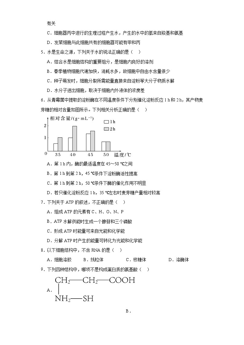 2024周口恒大中学高一上学期12月月考试题生物含解析02