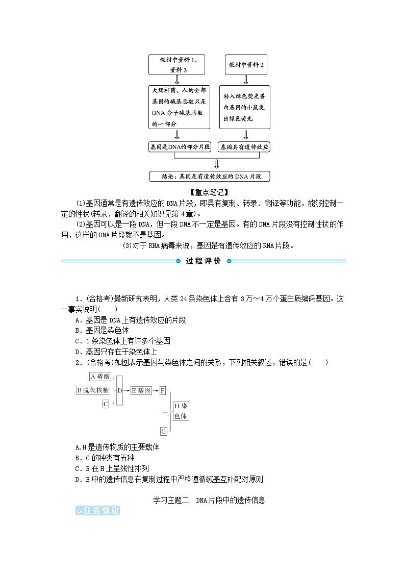 2024版新教材高中生物第3章基因的本质第4节基因通常是有遗传效应的DNA片段学生用书学案新人教版必修203