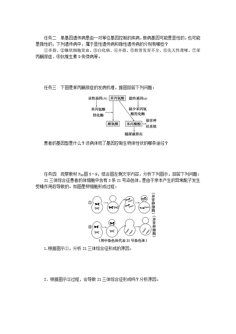 2024版新教材高中生物第5章基因突变及其他变异第3节人类遗传病学生用书学案新人教版必修202