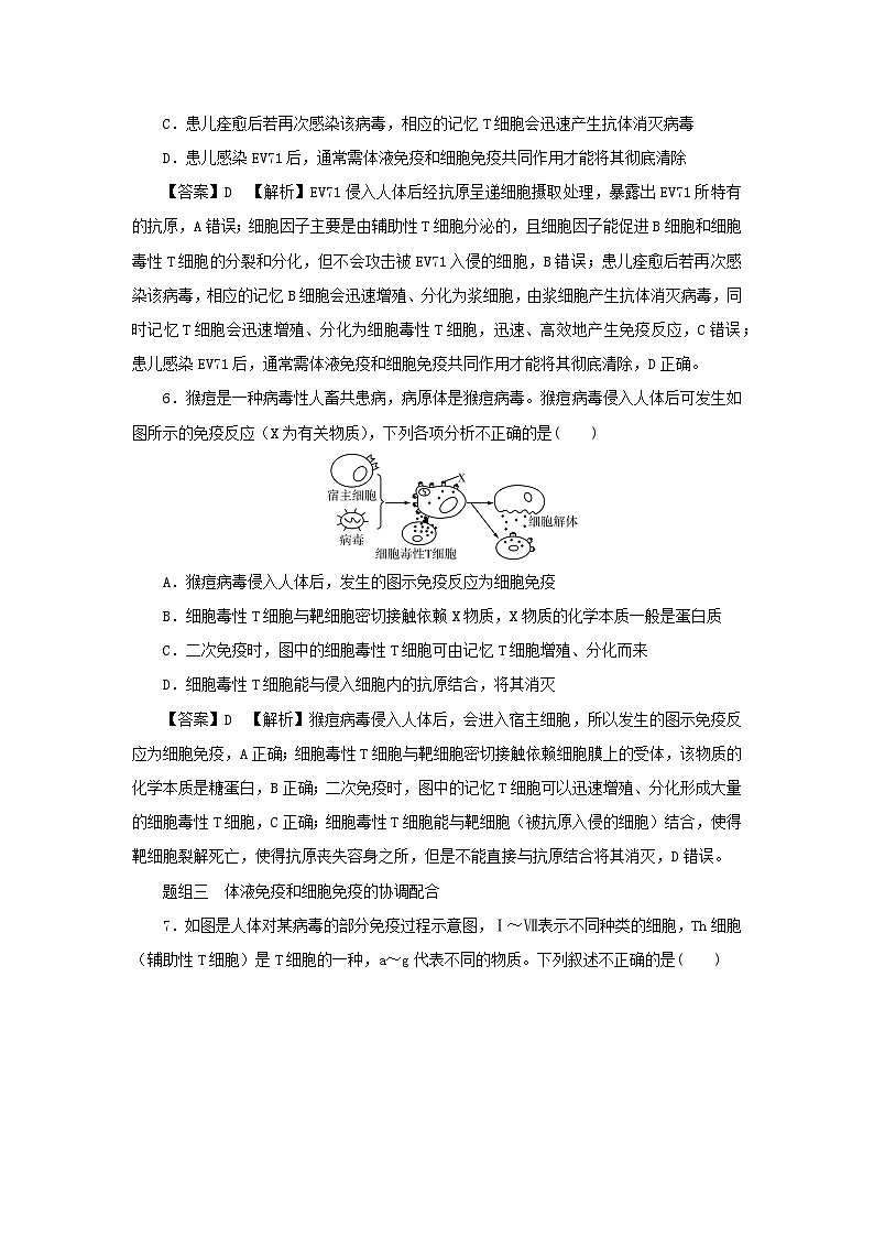 新教材2024版高中生物第4章免疫调节第2节特异性免疫课后提能集训试题新人教版选择性必修103