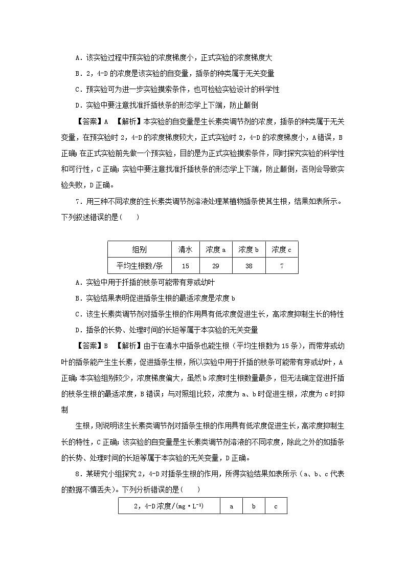 新教材2024版高中生物第5章植物生命活动的调节第3节植物生长调节剂的应用课后提能集训试题新人教版选择性必修1第3页