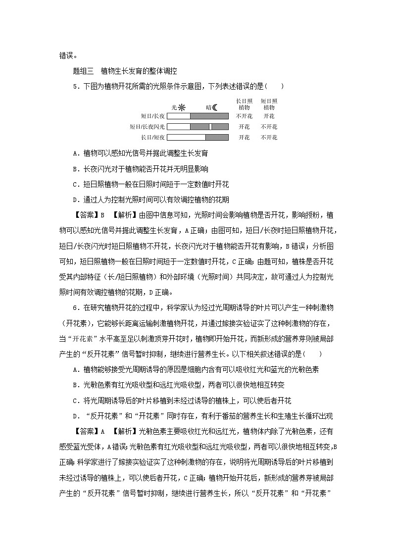 新教材2024版高中生物第5章植物生命活动的调节第4节环境因素参与调节植物的生命活动课后提能集训试题新人教版选择性必修103
