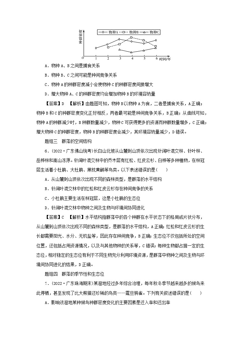 新教材2024版高中生物第2章群落及其演替第1节群落的结构课后提能集训试题新人教版选择性必修203