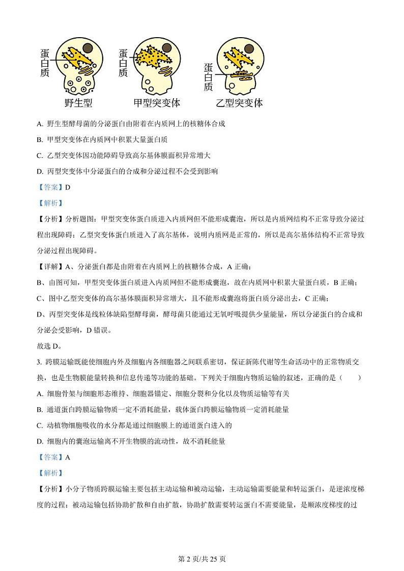 辽宁省沈阳市第一二〇中学2023-2024学年高三上学期第四次质量监测 生物答案第2页