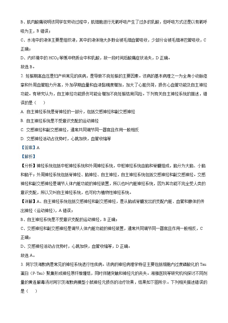 湖南省名校联考联合体2023-2024学年高二上学期第三次联考生物试题（Word版附解析）第2页