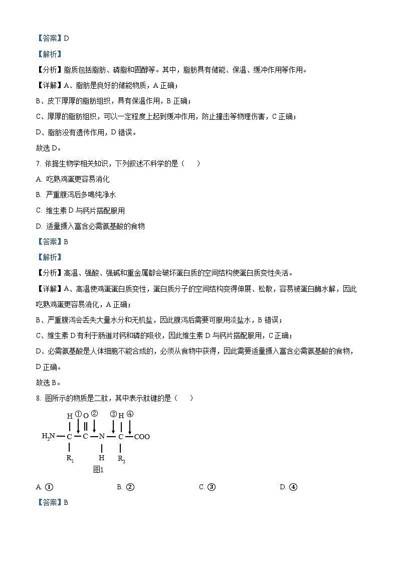 四川省南充高级中学2023-2024学年高一上学期12月月考生物试题（Word版附解析）03