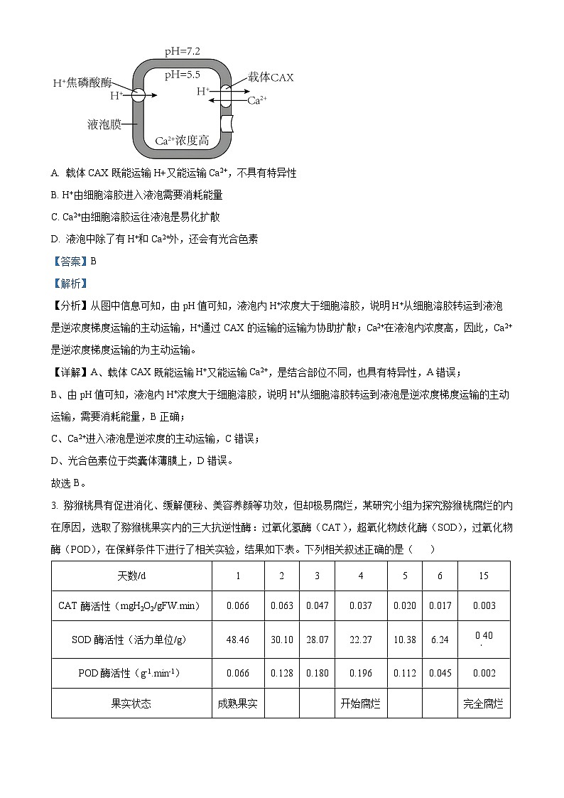 浙江省金华卓越联盟2023-2024学年高二上学期12月阶段联考生物试题（Word版附解析）02