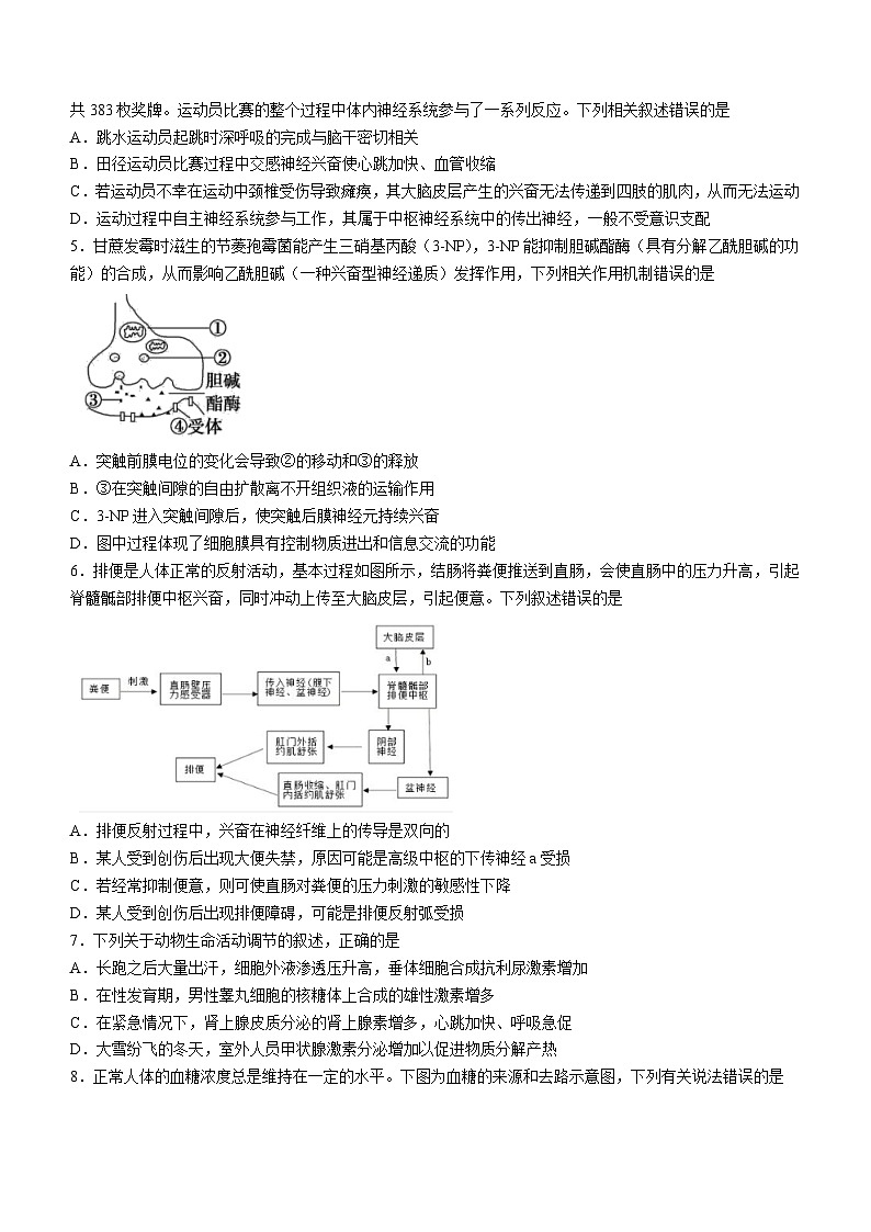 四川省凉山州安宁河联盟2023-2024学年高二上学期期末联考生物试题（Word版附答案）02