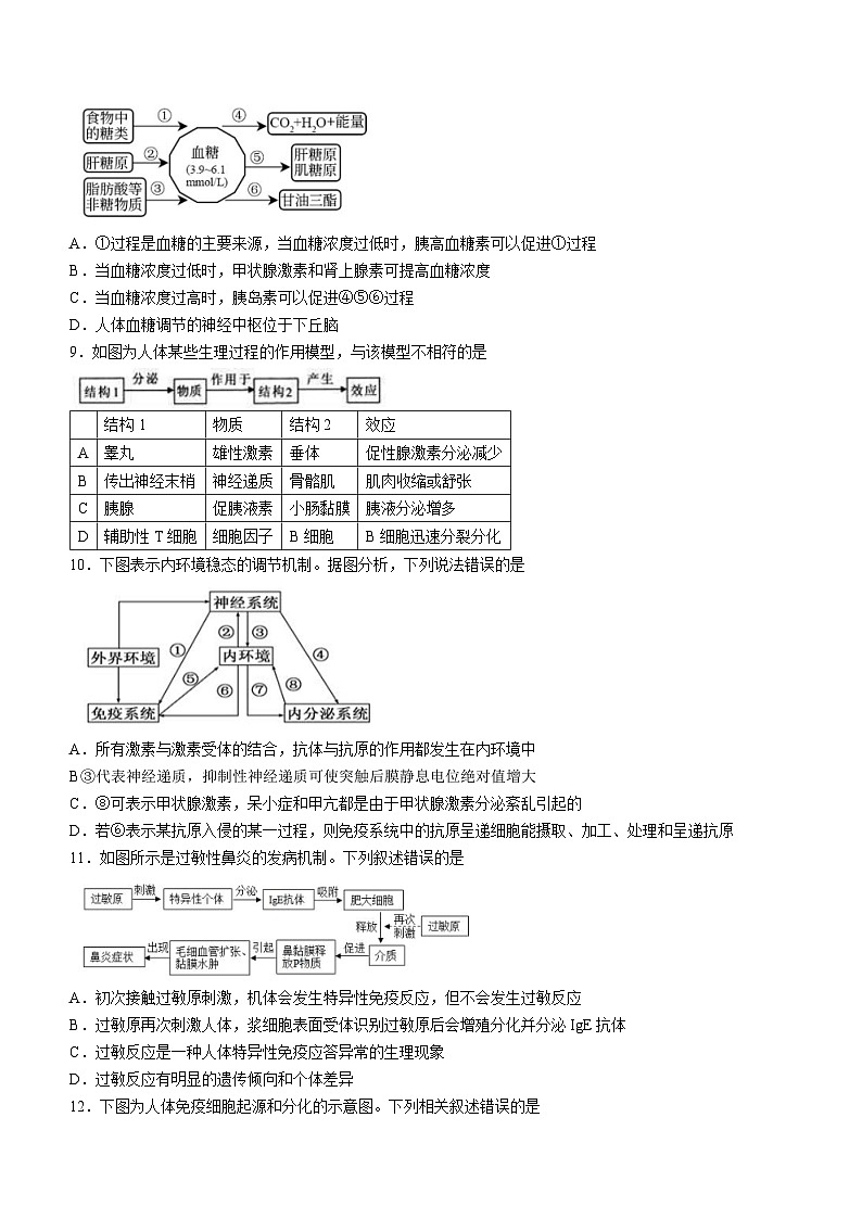 四川省凉山州安宁河联盟2023-2024学年高二上学期期末联考生物试题（Word版附答案）03