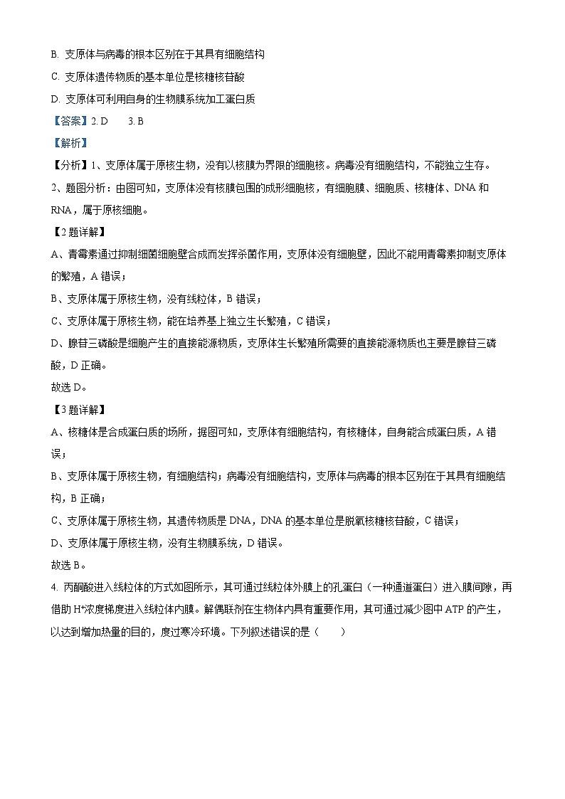 浙江省金华市一中2023-2024学年高三上学期12月月考生物试题（Word版附解析）02