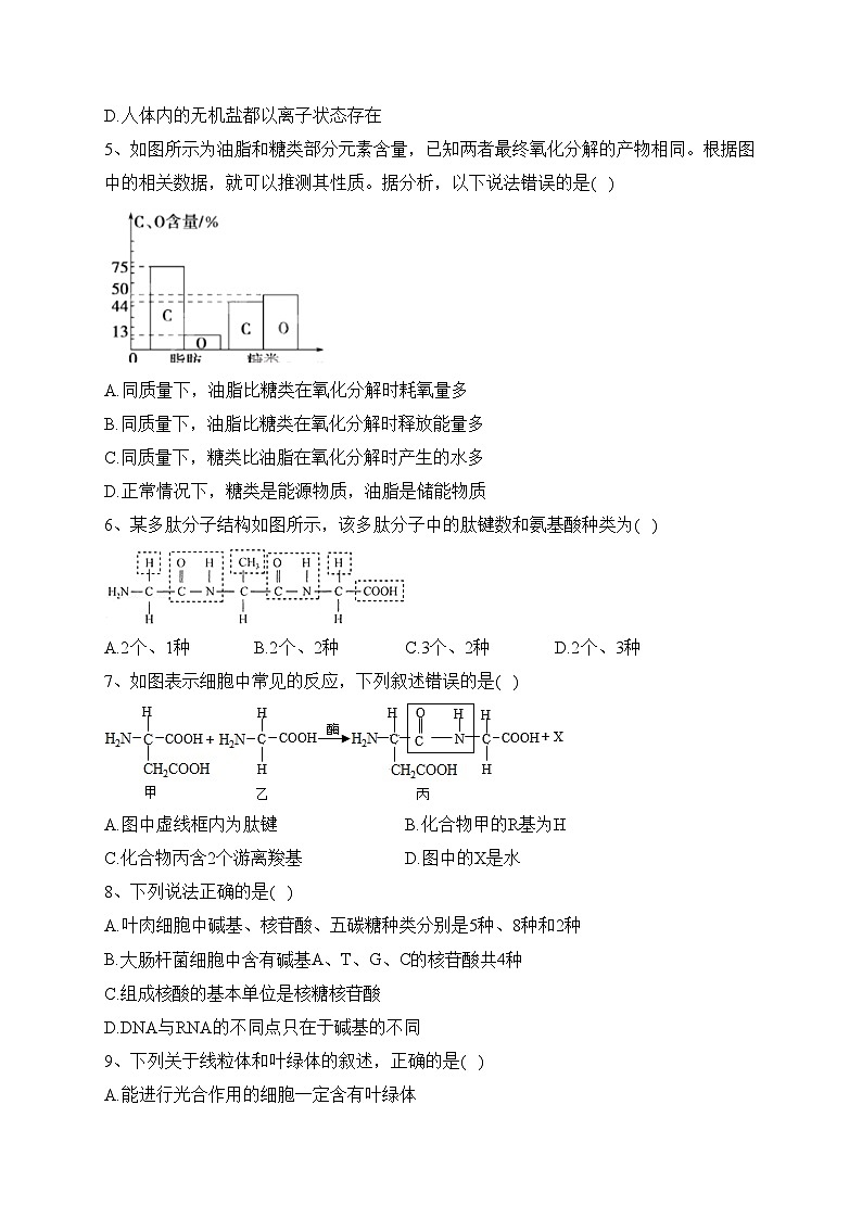 湖南省郴州市苏仙区多校2022-2023学年高一上学期期末线上联考生物试卷(含答案)02