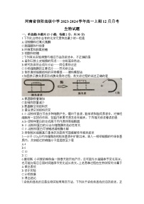 河南省信阳高级中学2023-2024学年高一上学期12月月考生物试题