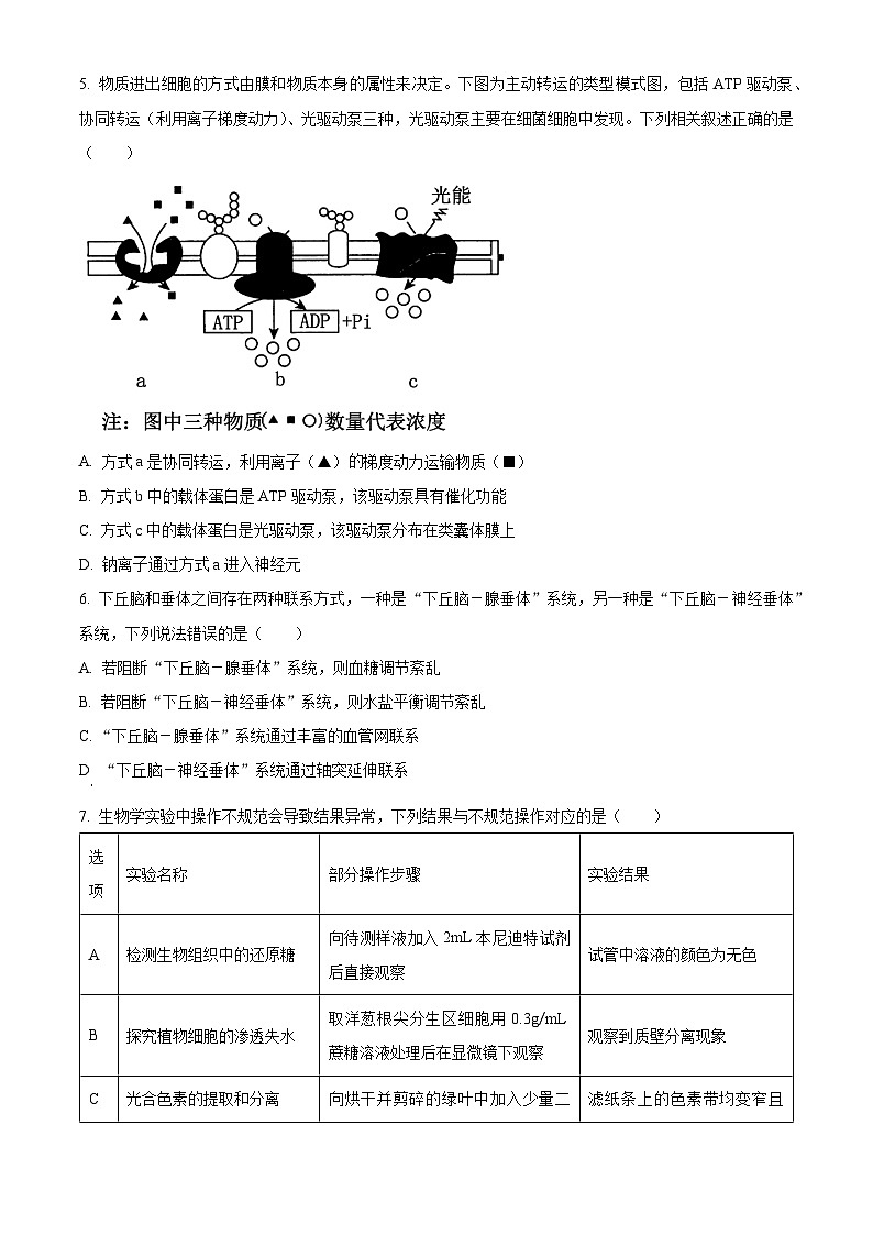 浙江省宁波市镇海中学2023-2024学年高三12月月考生物试题无答案第2页