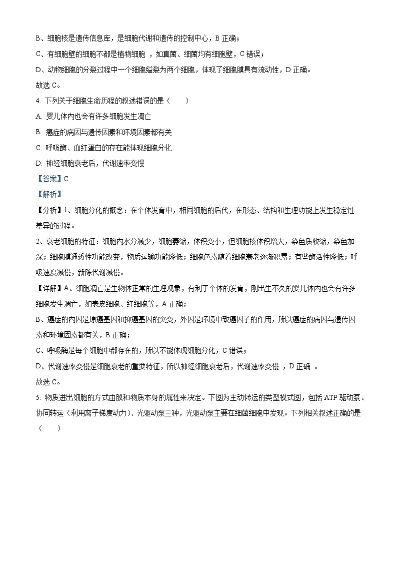 浙江省宁波市镇海中学2023-2024学年高三12月月考生物试题含解析第3页