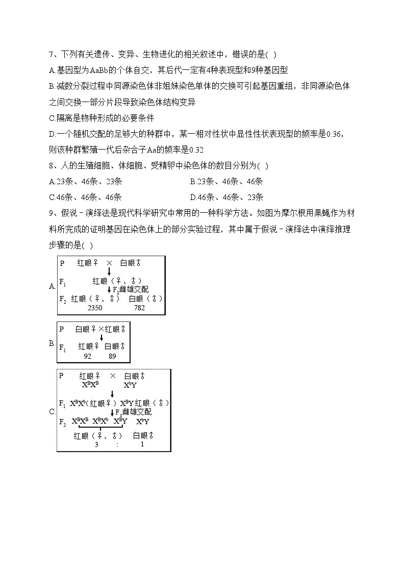 南阳市第一中学校2024届高三上学期12月月考生物试卷(含答案)03