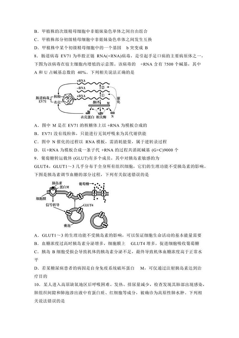 安徽省合肥市2023-2024学年高三第二次联考生物模拟试题（含答案）03