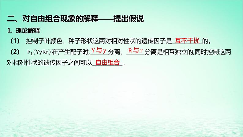 江苏专版2023_2024学年新教材高中生物第一章遗传的细胞基础第三节自由组合定律课件苏教版必修208